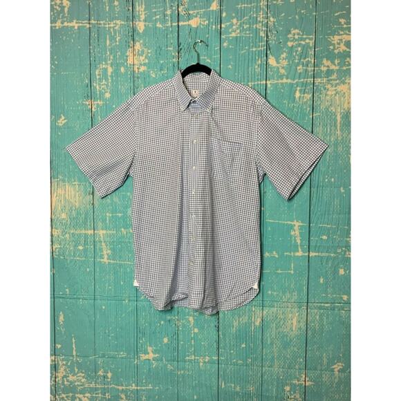 Peter Millar White Blue Gingham Short Sleeves Casual Shirt Size Large - Picture 6 of 6